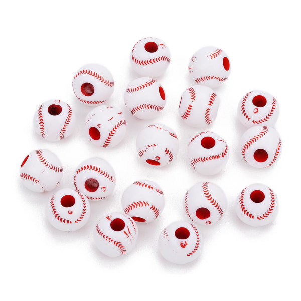 50 stk baseballperler 12 mm sportsrunde perler, akrylperler