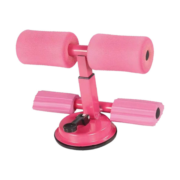 Sit Up Bar Gulv Metal Dobbeltstang Bærbar Sit Up Assistent Enhed med Sugkop til Fitnessøvelser Abdominal Muskler Fuldkrops Træning Pink