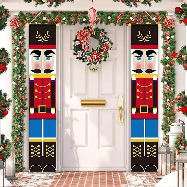 2 delar nötknäppare julbanderoller Vaktsoldatmodell banners för juldekorationer, inomhus- och utomhusdekorationer (30 180 Cm / 12 71 tum