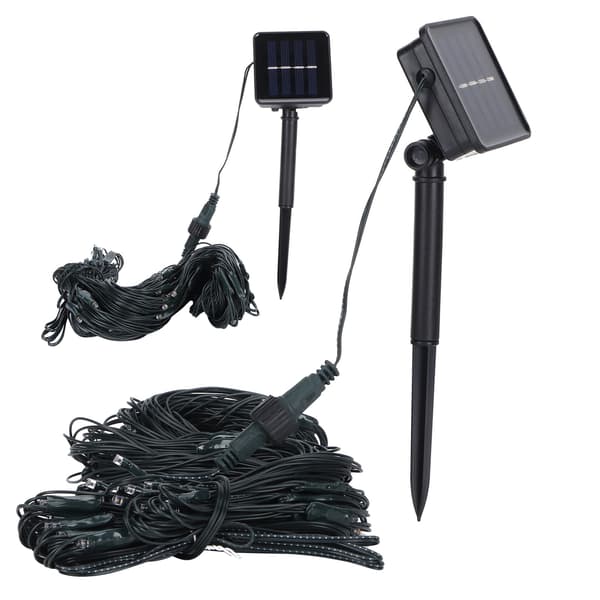 Solar LED Net Mesh String Light Udendørs Vandtæt Ferie Dekorative Lys (1,5 m x 1,5 m) Varm Hvid