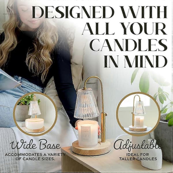 Adjustable Dimmable Electric Candle Warmer Lamp Compatible with Jar Candles Melting Lamp
