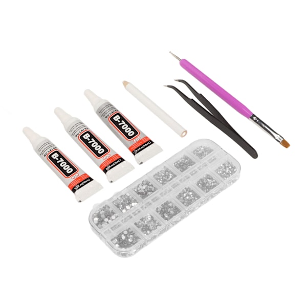 Rhinestones Glue Kit Kristallglas Strass Lim Gel Kit för DIY kläder Tyg Skor Smycken Tillverkning Nail Art Vit