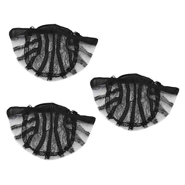 3 st Elastisk peruk Mesh-mössa Svart Nylon Andas Stretchable Fake Hårskydd för Cosplay Makeup
