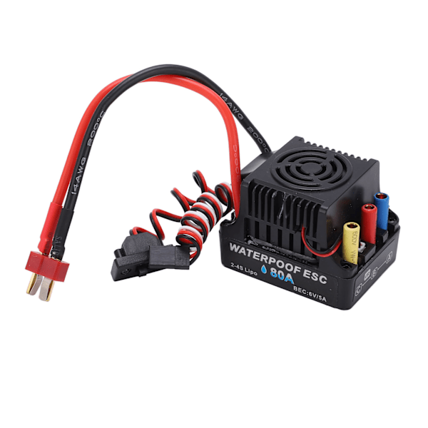 RC Bil Borstlös ESC 80A T Plugg Vattentät 6V 5A SBEC Multipelskydd 1/8 RC Bil Borstlös ESC för 1/8 RC