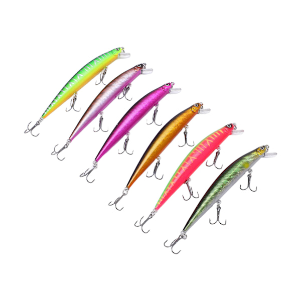 6 kpl Minnow-uistin, pitkä heitto, kelluva, keinotekoinen kovauistin, kala jig-uistin, wobbler
