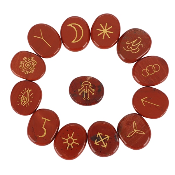 13 kpl Rune Jadestone -kiviä Setti Noita Ennustaminen Parantava Energia Aerobinen Jooga Meditaatio Apuväline Redstone