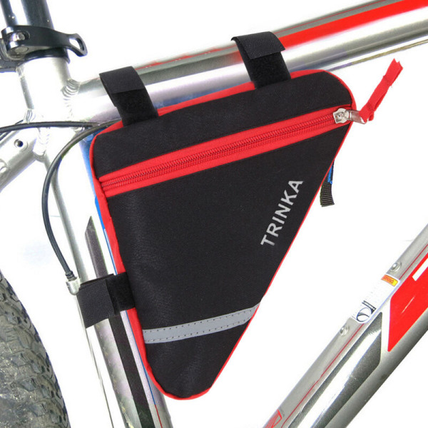 Cykelrammetaske Frontrørstel Trekantet pose Telefontaske Vandtæt rammeholder Cykeltilbehør, model: rød
