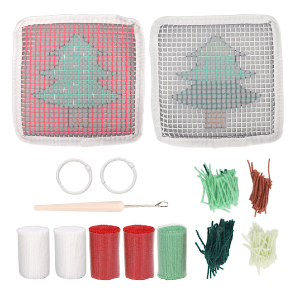 Latch Hook Kit Sött Julgran Mönster DIY Virkad Koppmatta Mjuk Bekväm Färgglad Latch Hook Matta