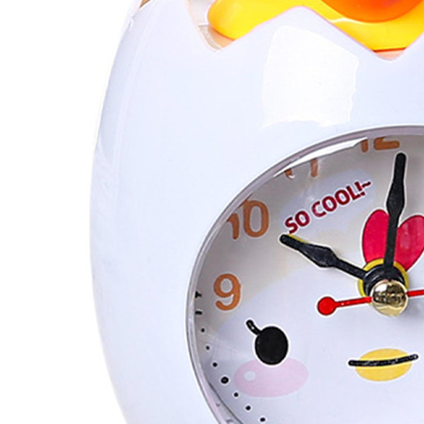 Chick Väckarklocka Barn Tecknad Söt Desktop Plast Quartz Movement Väckarklocka för studenter Vit