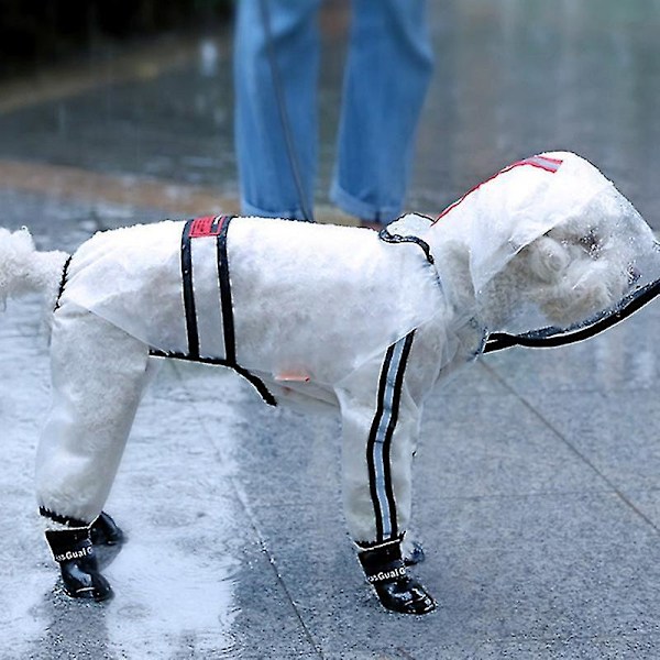 Gennemsigtig Vandafvisende Hunde Regnjakke til Små Hunde - Pet Kappe til Chihuahua, Teddyjumpsuit M