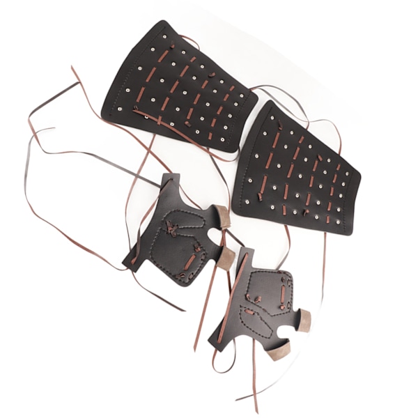 Gauntlet Armbånd Middelalder Vambrace med hansker Kunstig lær Arm Rustning Nit Bandasje Punk Arm Guard Bracers Cosplay Kostyme