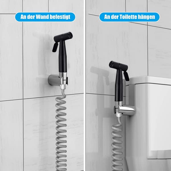 Sort brusehoved i rustfrit stål til toilet, bidet, badeværelse, bruser, hygiejne, bleskylning, standard G1/2-interface