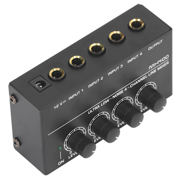 4-kanals Mixer AC 100V‑240V Sort Ultra Lav Støj 4-kanals Kompakt Mixer til Guitarer Bas Keyboard EU Stik