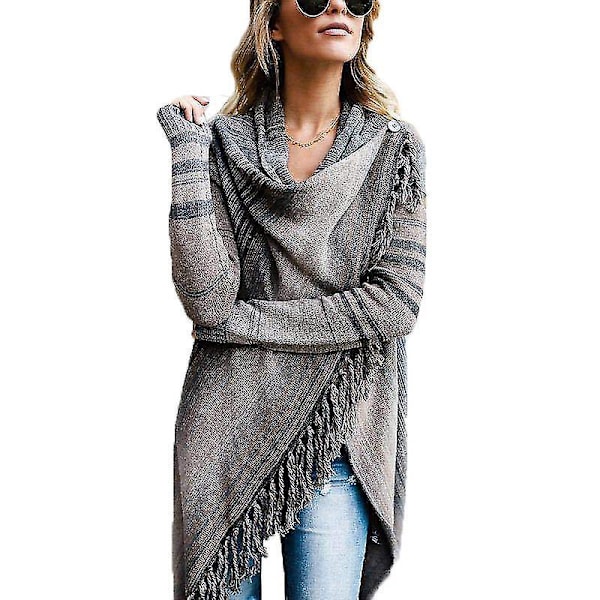 Boho Stil Grå Cardigan Jakke til Kvinder