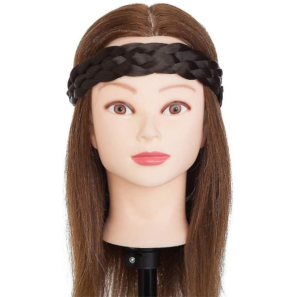 Damhårband Flätat hårband Elastiskt hårband för flickor - Mörkbrun