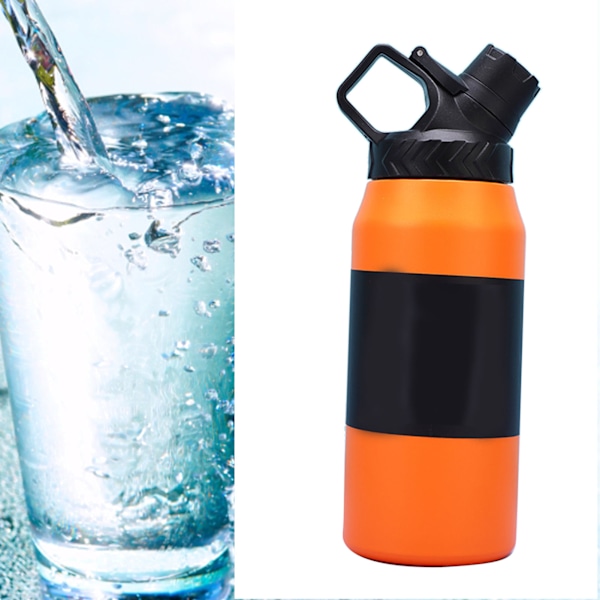 Vakuumflaska i rostfritt stål - Snygg, innovativ, stor kapacitet, läcksäker, sportvattenflaska för utomhussporter, bilresor, 750 ml, orange-röd