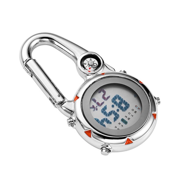 Multifunktionell självlysande Clip On Carabiner Watch Mini Quartz Watch Compass för utomhusklättringsaktiviteter