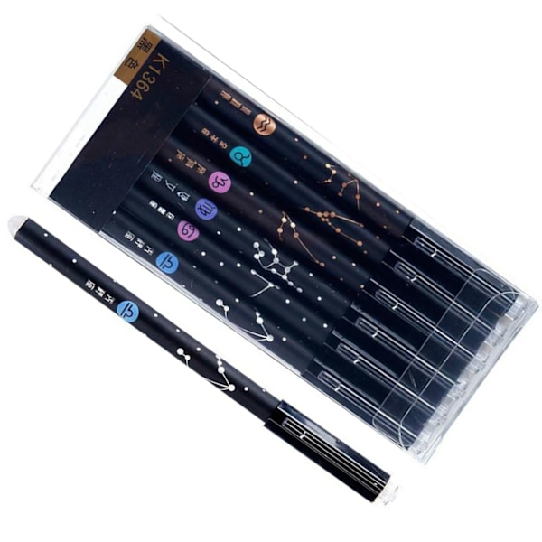 6 stk viskelæderpenne med 20 udskiftelige refill Clip Design Komfortabelt greb viskelæder gelpen med viskelæder Sort