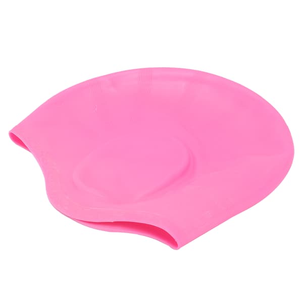 【NX】Silikonbadehette med hørselsvern Tredimensjonal ergonomisk vanntett badehette Rosa