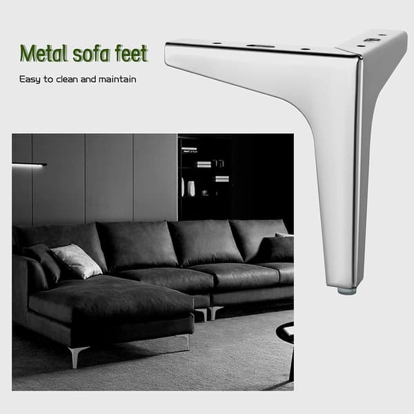 4 st metallben, 15 cm triangulära möbelben för soffa, soffbord, TV-bänk och andra möbelben