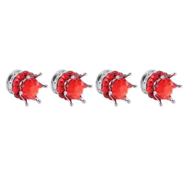 4 deler Dekk Hjul Stam Ventilhette Krone Diamond Style Universal for Biler Lastebiler Sykler Rød