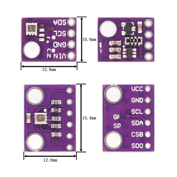 BME280 digitalt sensormodul til indsamling af temperatur-, fugtigheds- og trykdata 0.01 Single hole BME280