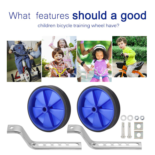 2st justerbar träningssidohjul stabilisator för barn 12-20" cykelbalans (blå)