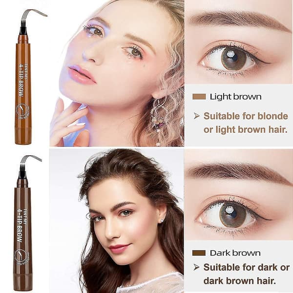 3 stk. lysebrune øjenbrynspenne - Vandtætte microblading øjenbrynspenne, lange Light Brown