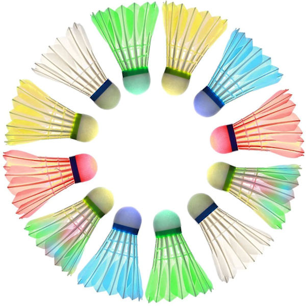 LED Badminton Set med 6 Fjäderbollar - Lysande i Mörkret för Inomhus/Utomhus