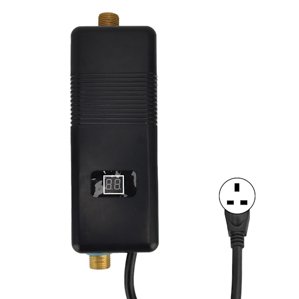 3000W Välitön sähköinen vedenlämmitin kodin kylpyhuoneeseen, keittiöön, vessaan, leirintään, musta UK 220V 1,5㎡