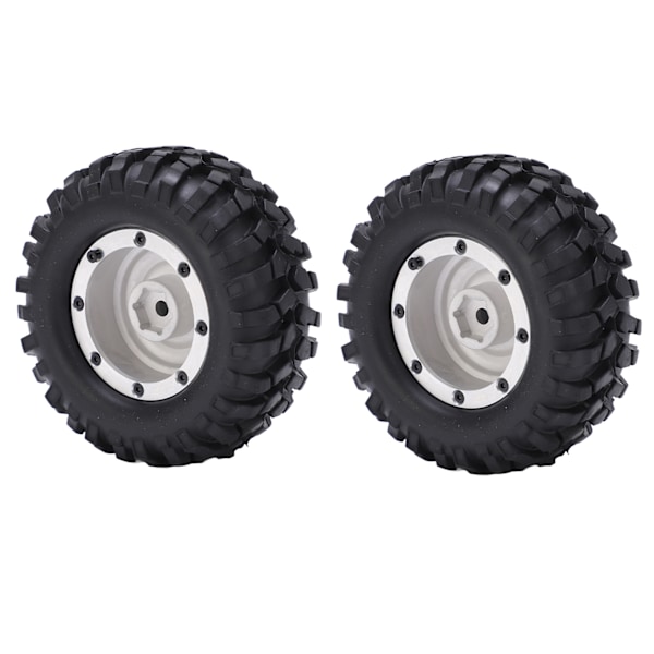 2 stk RC Hjulnavdekk Slitesterke Aluminiumslegeringshjul Gummidekk for CC01 MST D90 SCX10 1/10 RC Klatrebil Dekk Sølv