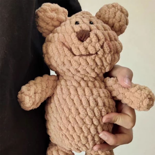 Virkad björnsats för barn Vuxna Gör-det-själv handstickning bomull virkad djurkit för hantverksverkstad Khaki