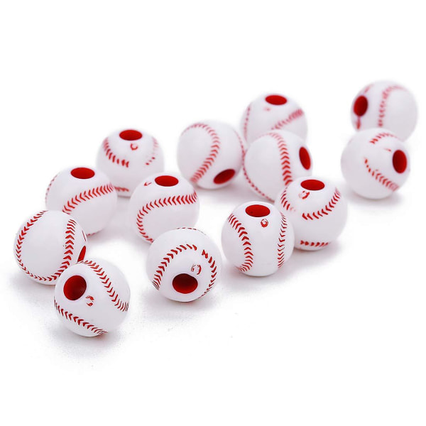 50 kpl baseballhelmiä, 12 mm pyöreitä urheiluhelmiä, akryylihelmiä