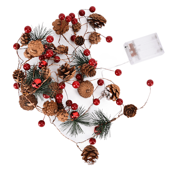 6,5 fods julelysdekorationer Pinecone Bær Fairy LED-lys til indendørs og udendørs julepynt
