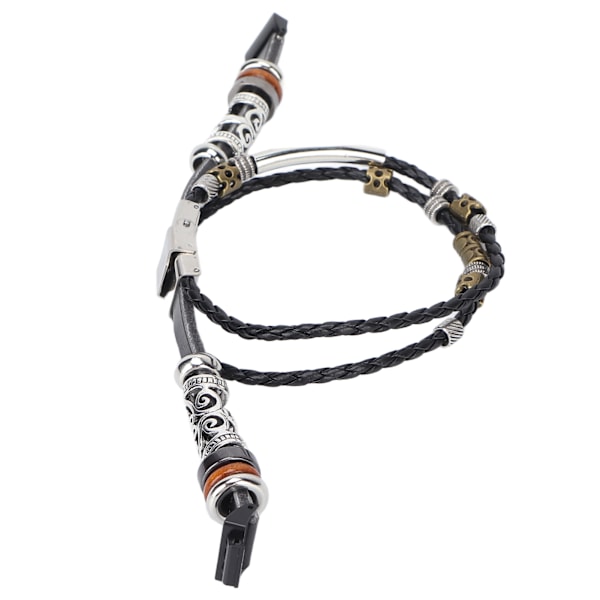 Läderpärlorarmband Handledsrem Retro flätat armbandsbyte för Fitbit InspireBlack