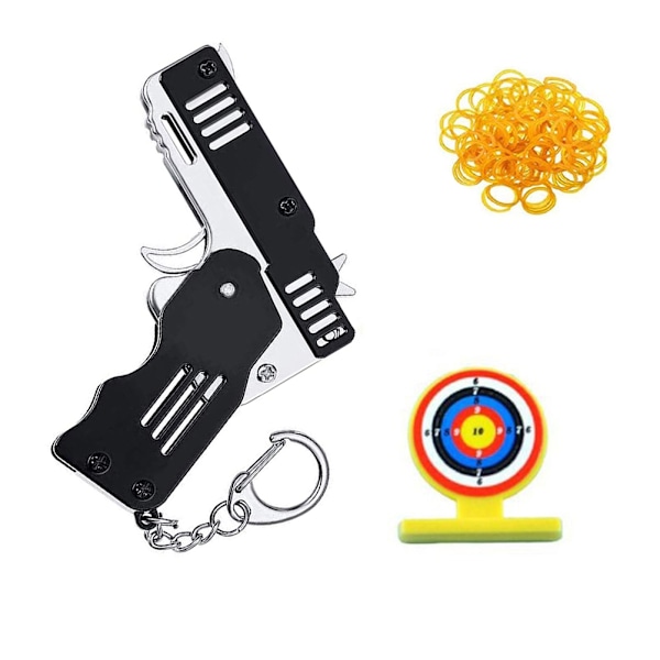 Mini Foldbar Gummibånd Legetøj Gummibånd Launcher Legetøj Nøglering Foldbar Håndlavet Legetøj til Voksne Børn