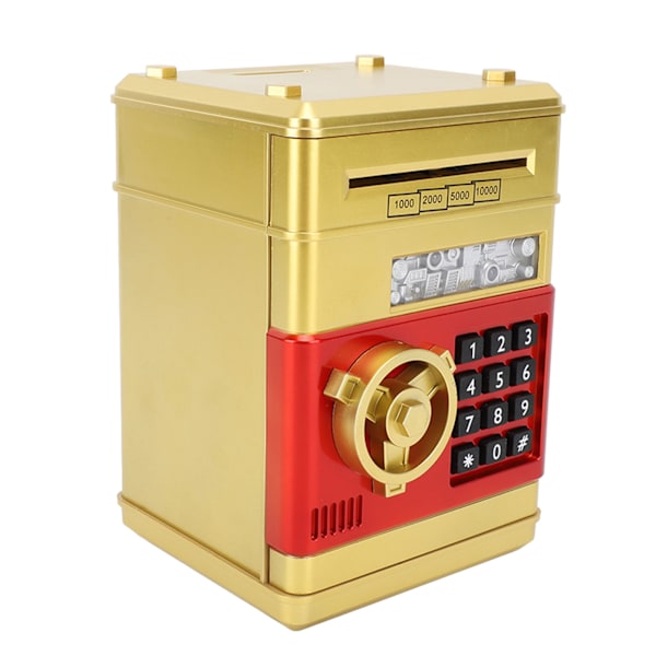 Spargris Pengar Mynt Kan Auto Scroll Papper Pengar Sparlåda Mini ATM Mynt Bank Pengar Spara Box med Lösenord för Pojkar Flickor Leksak Present Guld