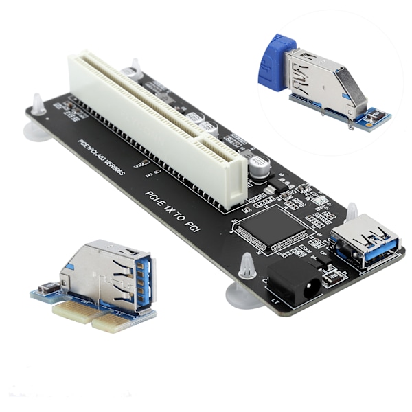 PCIE till Dubbel PCI Adapter Resin Riser Expansionskort med 0.6m Anslutningskabel