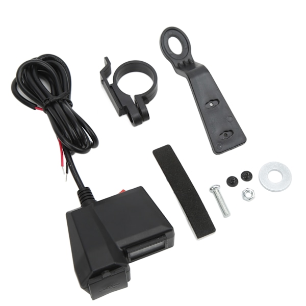 Dubbel USB-billaddare med Voltmeter Röd LED 10‑24V Ingång 5V 3.1A Utgång för Motorcyklar, ATV:er UTV:er Telefoner Surfplattor GPS