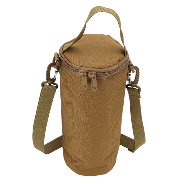Camping Oppbevaringspose Dobbel Glidelås Håndtak Design Oppbevaringspose med Skulderstropp for Gassbeholdere Campinglys Tan