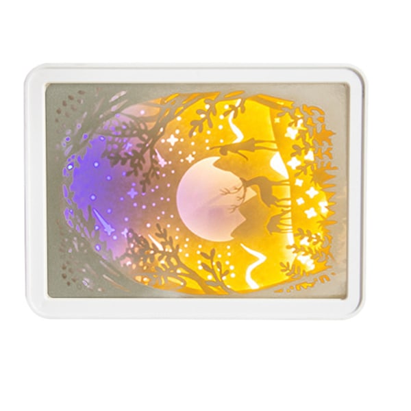 Papercut Light Box Mjukt Varmt Ljus Romantisk USB Batteridriven 3D Pappersskulpturlampa för Sovrum Kontor Fest Typ 5 (Manuell Brytare)