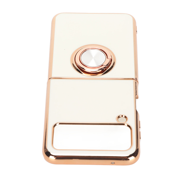 Smartphone Skyddsfodral Magnetiskt telefonskydd för bil med 360 graders rotation Finger Loop Stand för Z Flip 3 Vit
