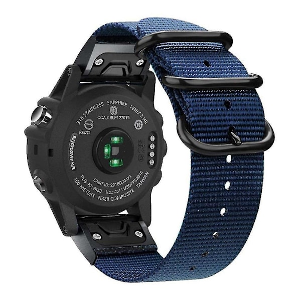 Säädettävä 26 mm nylon-kellohihna Garmin Fenix 7X/6X Pro/Tactix 7 - Sininen