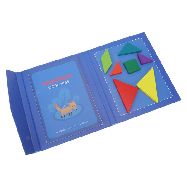 Tangram Legetøj Magnetisk Bogmærke Design Pædagogisk Geometrisk Form Puslespil Træmønster Klodser Sæt til Børn