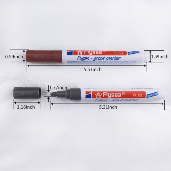 FGF-53 Flysea Tile Beauty Joint Pen, dekontaminaatiokynä lattialaatoille (korvaavalla vinokärjellä), ruskea