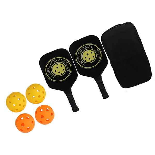 Pickleball Racket Set 2 Rackets 4 Bollar Lättvikts Kolfiber Pickleball Racket för Inomhus Utomhus Svart Gul