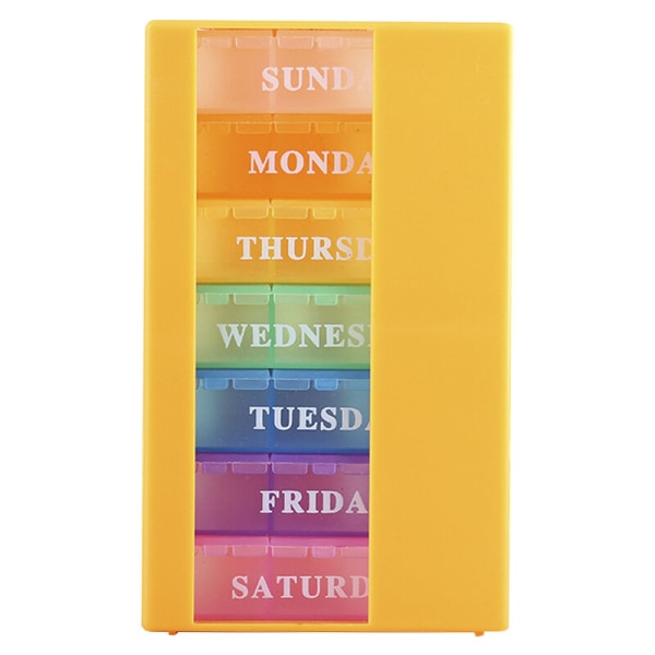 En veckas pillerlåda i engelska 7 färger orange