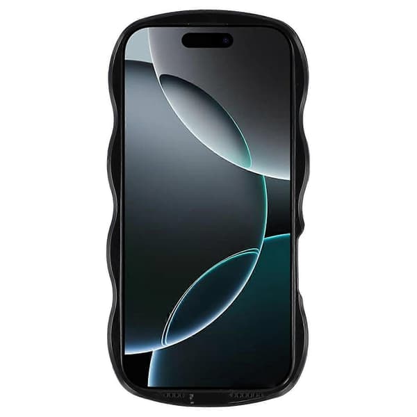【NX】Compatible with iPhone 16 Pro Case Wavy Edges Shockproof TPU+PC Phone Cover Multicolor Multicolor Black