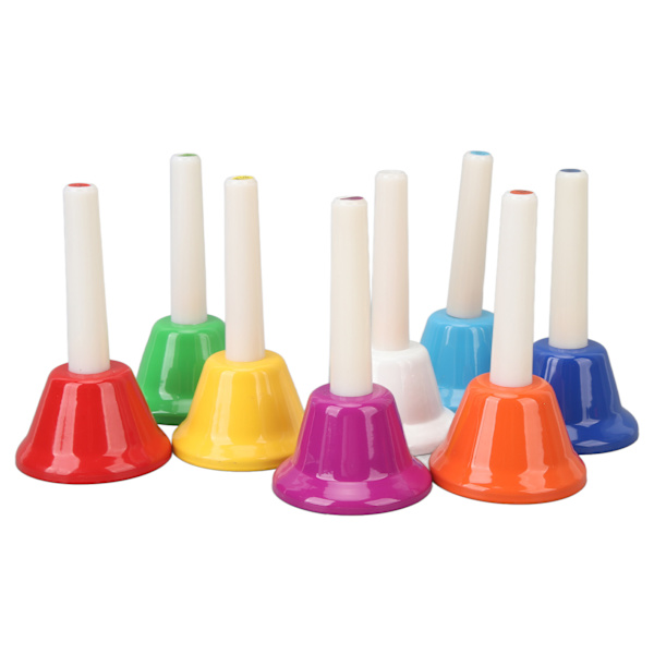 Hand Bell Set färgglada 8 Notes musikaliska legering Handbells för barn Vuxen bröllop