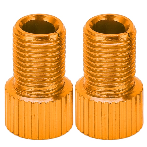 2 st/set Presta till Schrader cykelventilomvandlare Slitstark mountainbikepumpadapter Gyllene gul